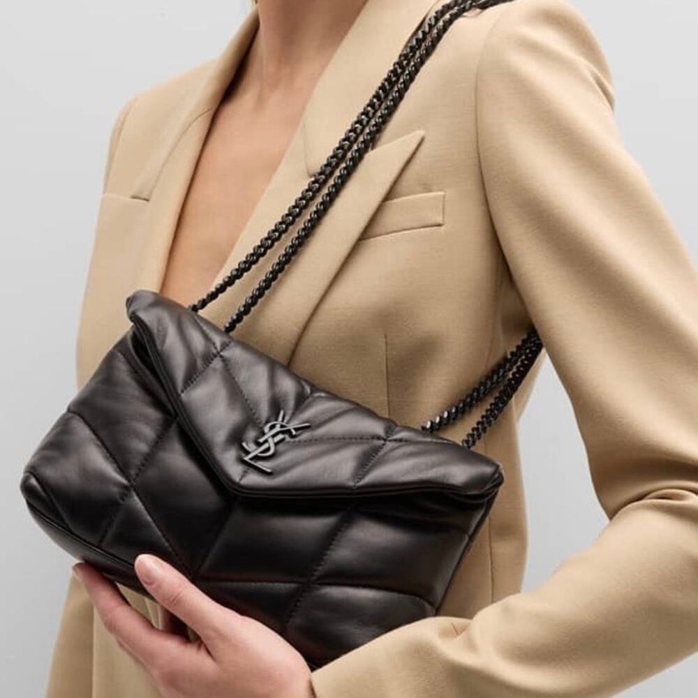 💎✨BEAUTIFUL✨💎 Authentic SAINT LAURENT YSL Leather Puffer Toy Bag Black